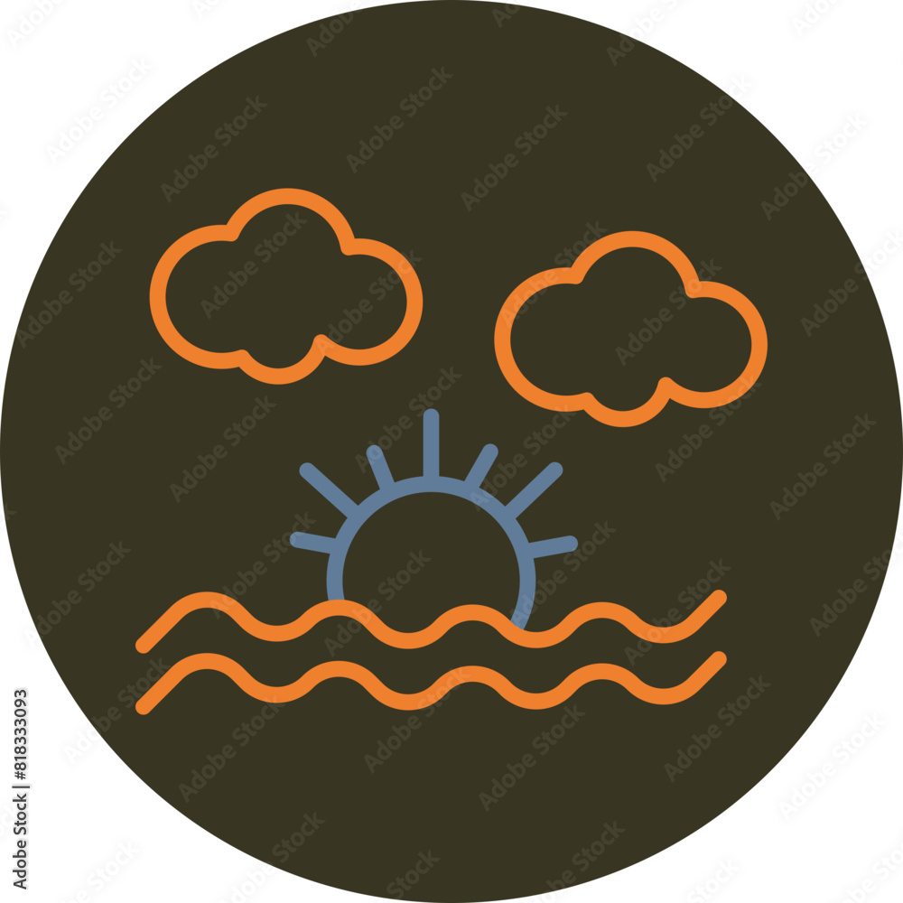 Sunset Line Two Color Circle Icon Sunset Line Two Color Circle Icon