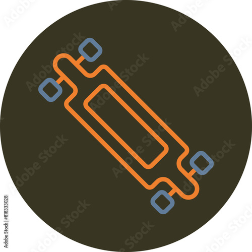 Longboard Line Two Color Circle Icon
