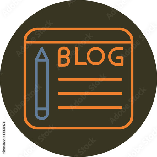 Blogging Line Two Color Circle Icon