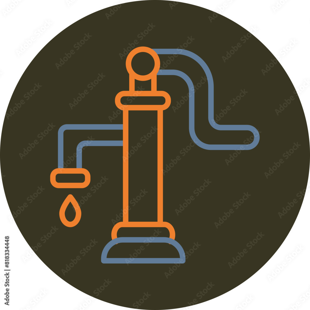 Water Pump Line Two Color Circle Icon