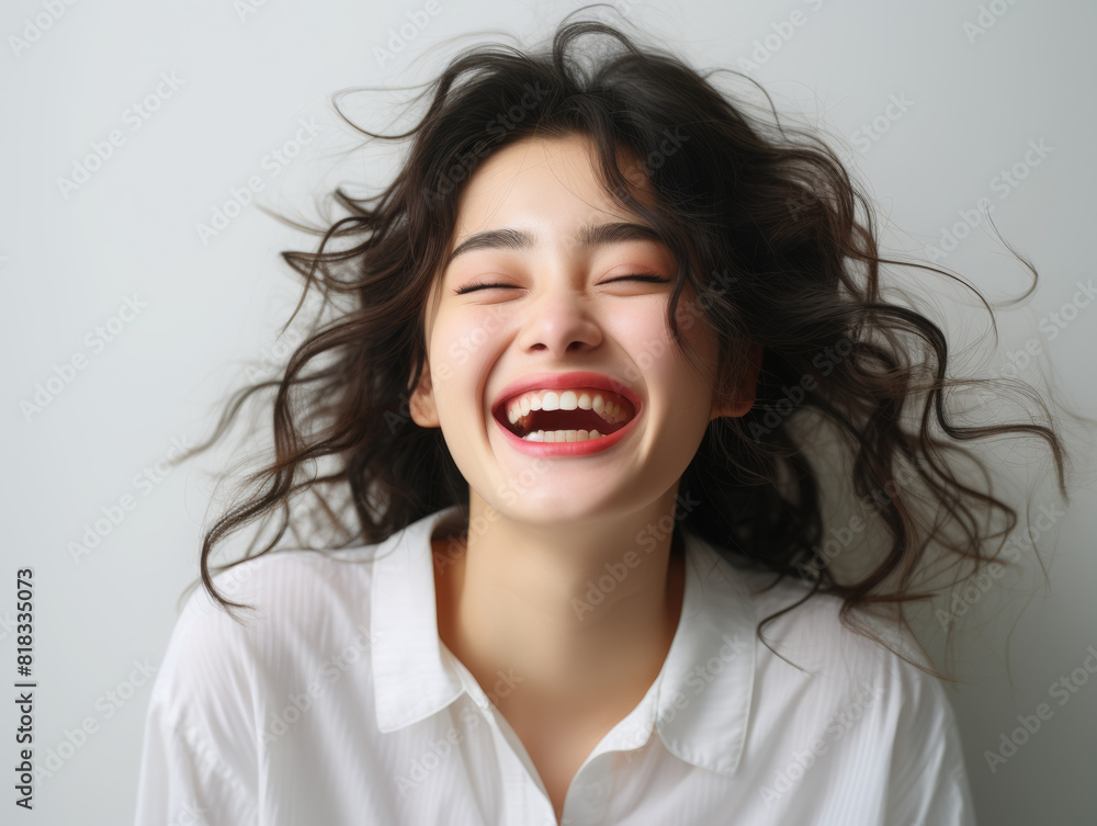 心からの笑顔を見せる若い日本人女性
心からの笑顔を見せる若い日本人女性