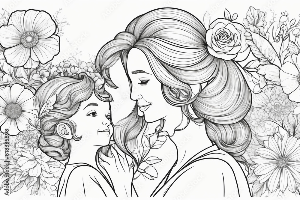 beautiful girls with floral bouquets sketch beautiful girls with floral bouquets sketch