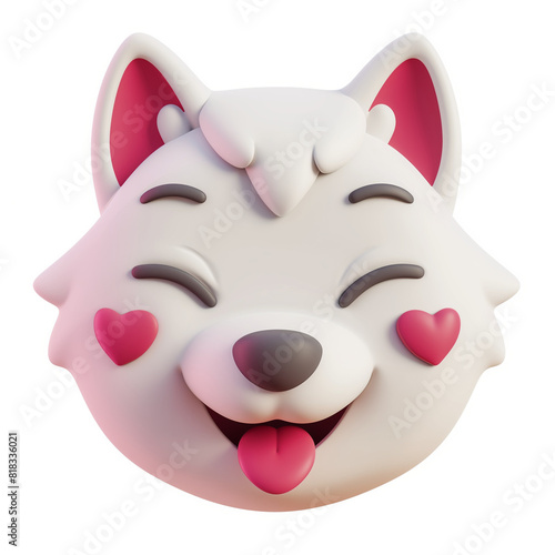 Cute smiley dog creative 3D design illustration. Kawaii doggy emoji concept illustration. Cartoon dog creative image. Raster bitmap digital art. AI artwork. 