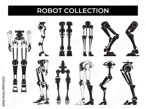 Robot Silhouettes Set on White Background