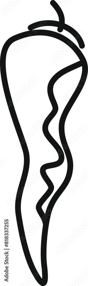 Simplified black and white lineart drawing of a chili pepper for design and culinary themes Simplified black and white lineart drawing of a chili pepper for design and culinary themes