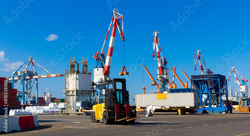 Forklift  in Port facilities, Container terminal in Ashdod, Israel