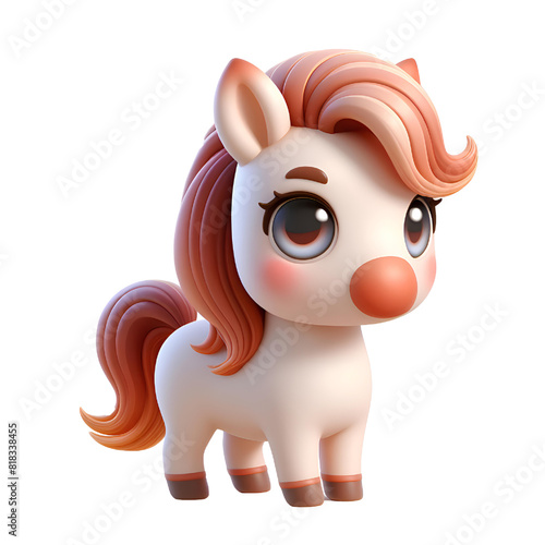 3D CUTE Horse Isolated on white background