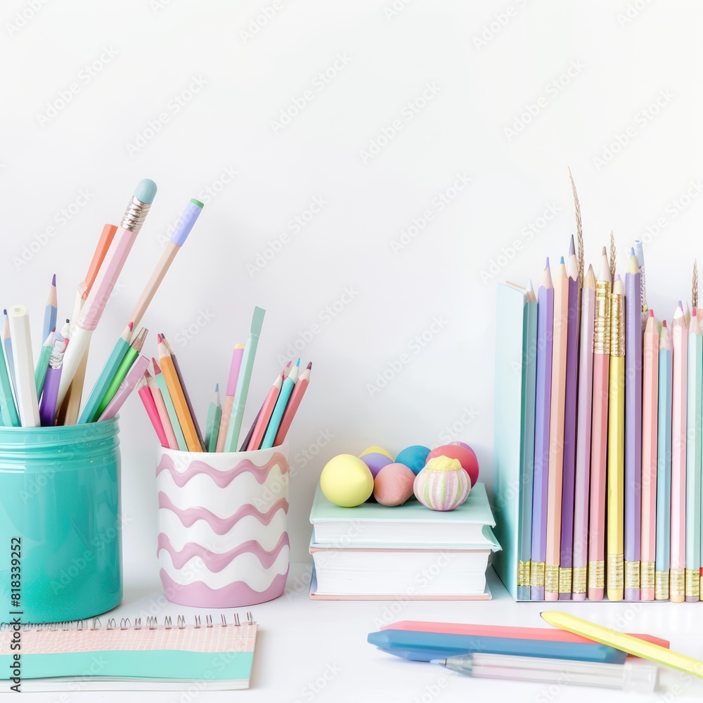 Fototapeta premium Background on back to school/college theme. Clean background. Knowledge learning concept