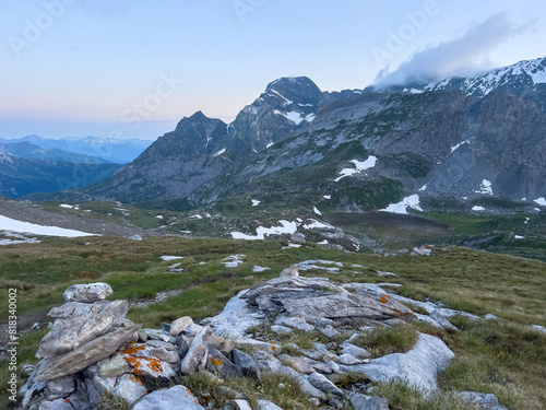 Hiking to Pointe de la Rechasse in National Park of Vanoise, France Alps photo