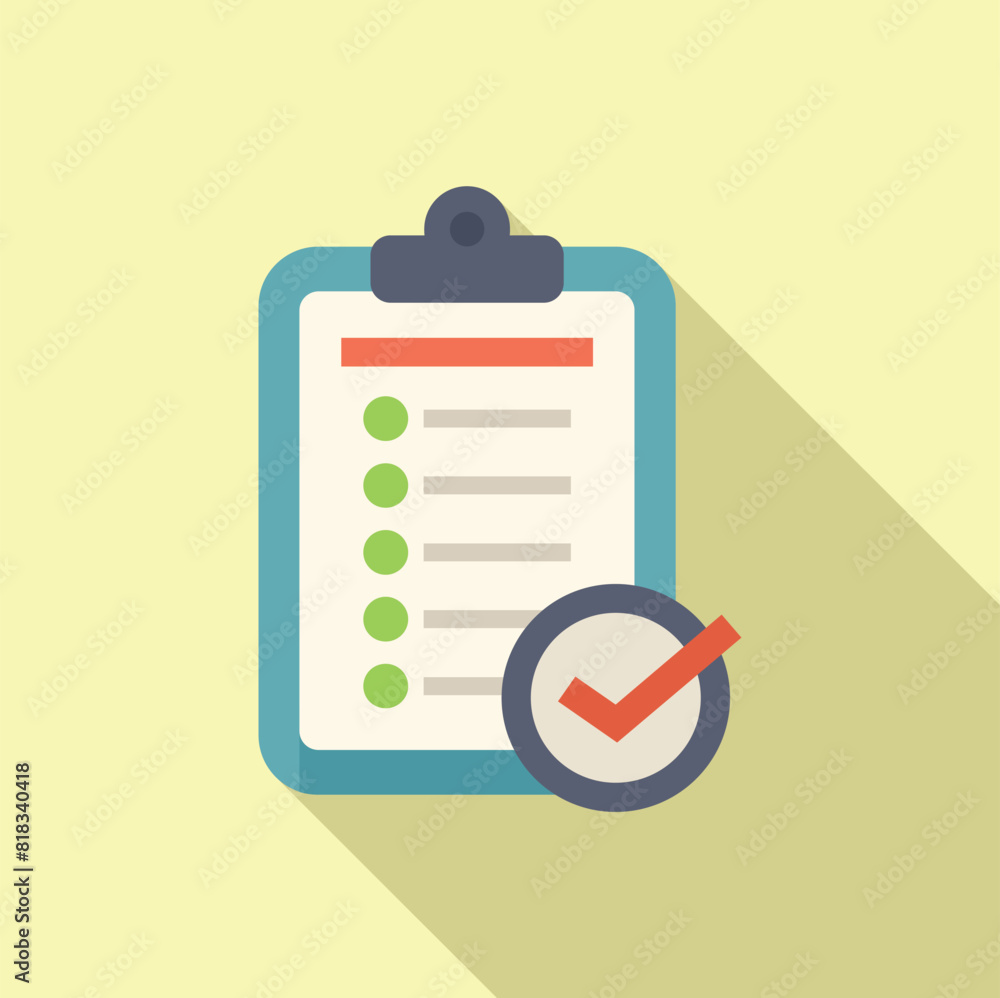 Vector illustration of a modern flat design clipboard, checklist, and a magnifying glass icon Vector illustration of a modern flat design clipboard, checklist, and a magnifying glass icon