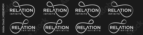 relation Infinity logo design, wordmark relation with Infinity icon combination, vector illustration