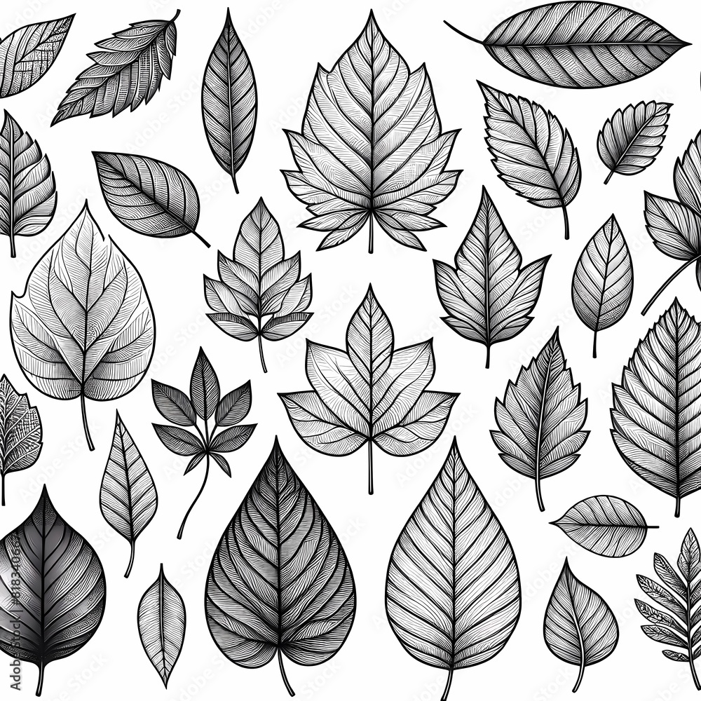 Obraz premium a collection of leaves and plants with the words leaves on them set of different leaves