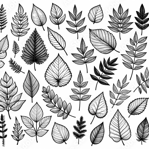 a collection of leaves and plants with the words leaves on them set of different leaves