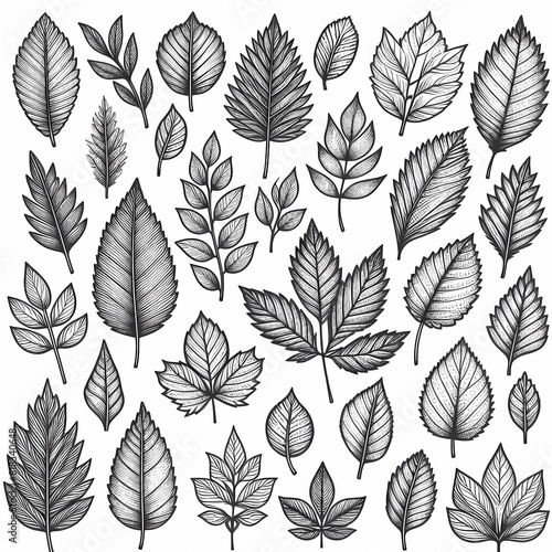 a collection of leaves and plants with the words leaves on them set of different leaves © Alexandra