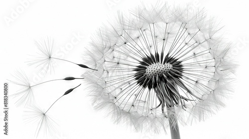 Wallpaper Mural   A monochrome image of a dandelion seed head swaying in the wind against a white backdrop Torontodigital.ca