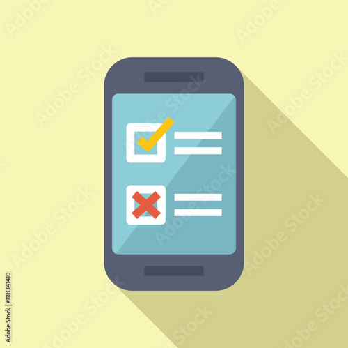 Vector illustration of mobile survey smartphone app concept with user experience interface. Online questionnaire. Digital form