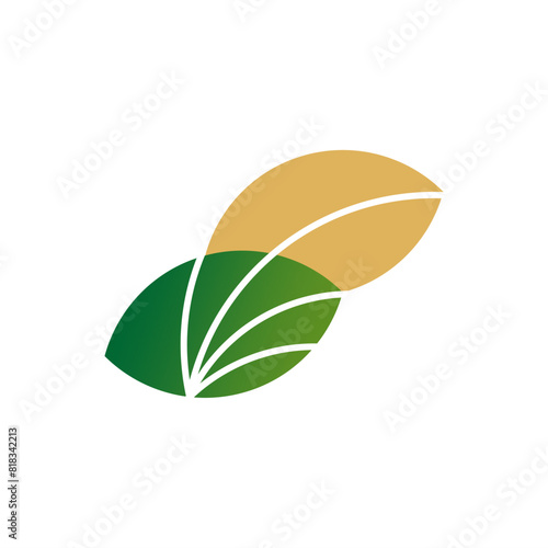 leaf green gold grow up simple logo vector
