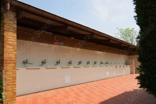 Outdoor Washing Facilities At A Trailer Park photo