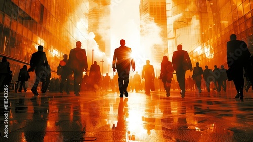 The apocalypse is here. A group of people walk through a destroyed city.