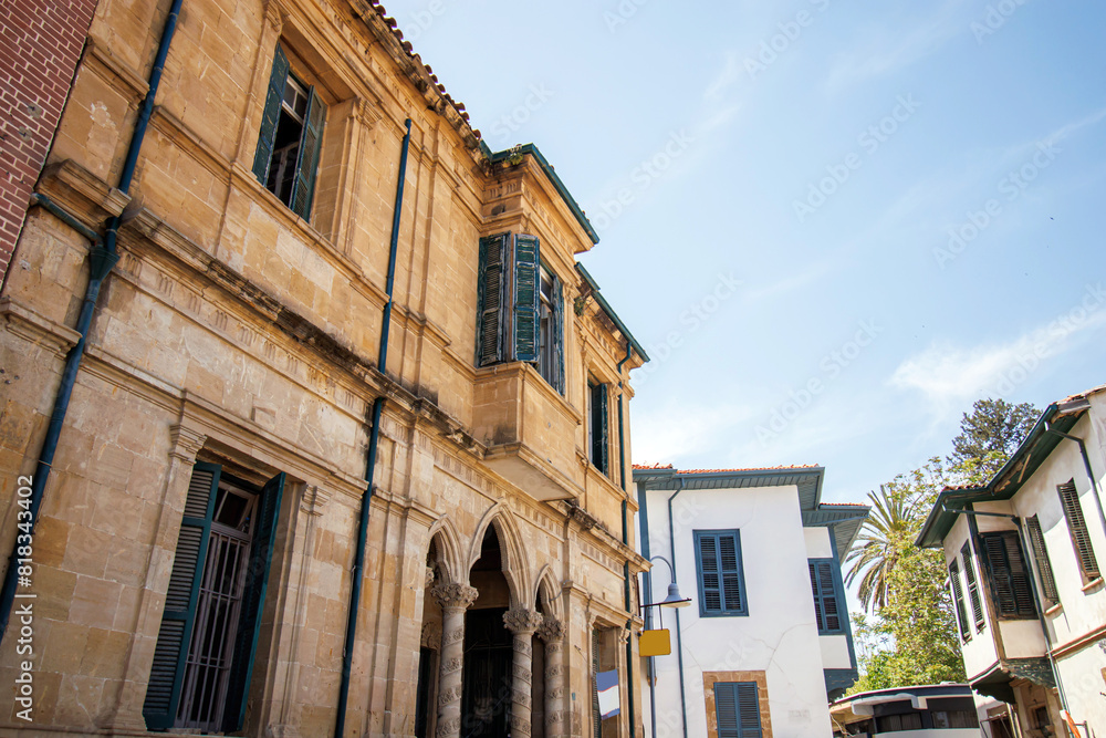 Naklejka premium Facade of an historical houses in the Lefkosa Cyprus