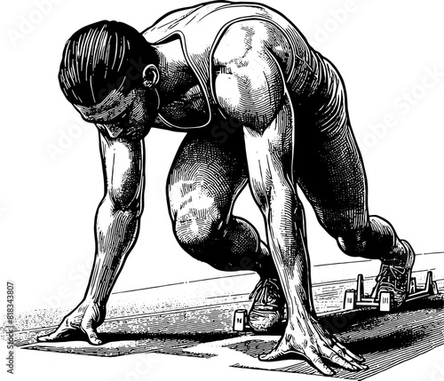 Low Start Running Man Athlete 