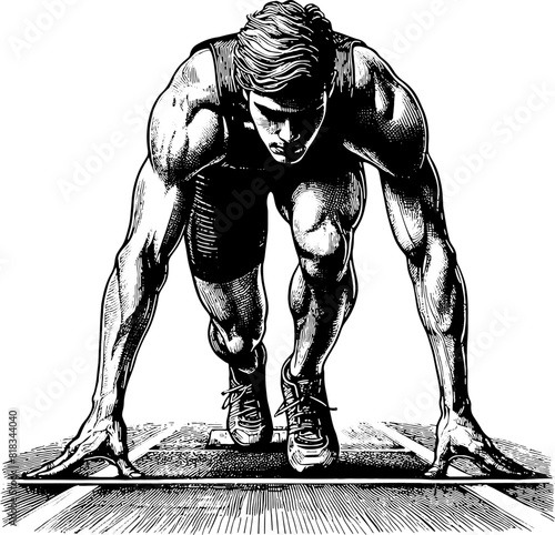 Low Start Running Man Athlete 
