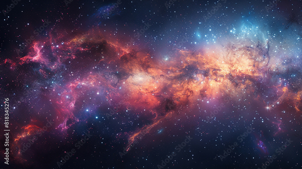 Naklejka premium Capturing the Splendor A Landscape Photo of a Colorful Space Galaxy in Stunning Detail