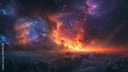 Capturing the Splendor A Landscape Photo of a Colorful Space Galaxy in Stunning Detail © Arti