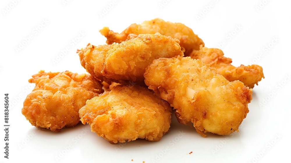 Delicious chicken nuggets isolated on white background Delicious chicken nuggets isolated on white background