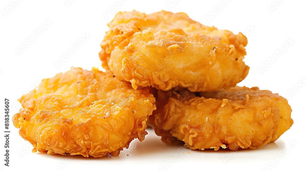 Delicious chicken nuggets isolated on white background Delicious chicken nuggets isolated on white background