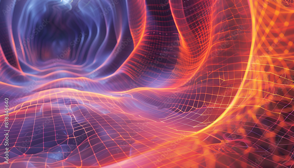 Abstract gradient hologram dynamic sound wave of particles. Digital technology background Abstract gradient hologram dynamic sound wave of particles. Digital technology background