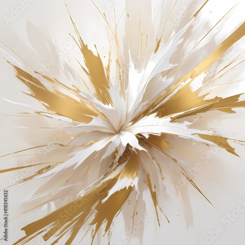Abstract Painting with Brushstrokes and Explosions of Color gold and white