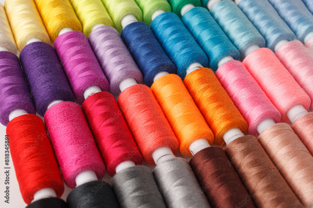 Set of colorful spools of thread Set of colorful spools of thread