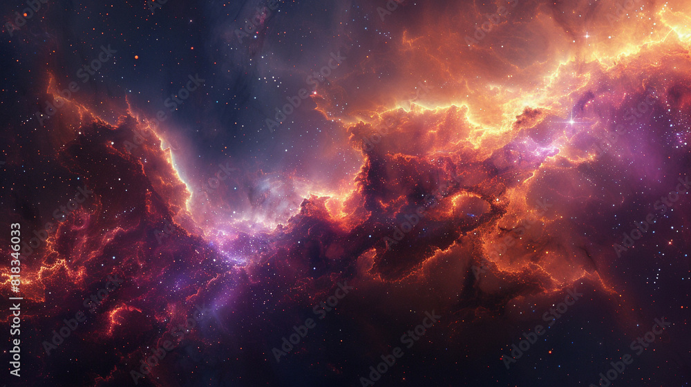 Fototapeta premium Glowing Nebula Unveiling the Enigmatic Beauty of Space Dust in Mesmerizing Astrophotography