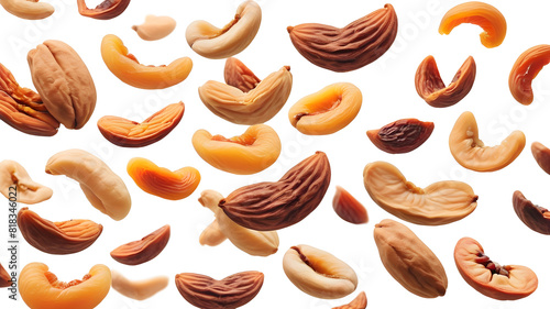 Dried fruits on white background, Generative AI