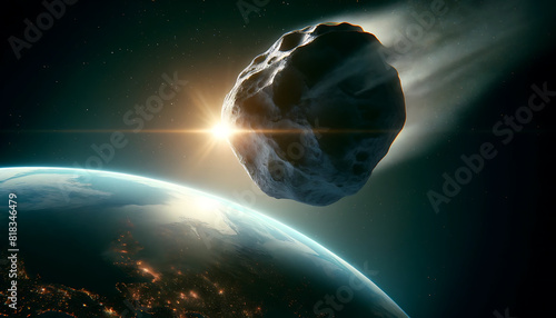 Simulation d'impact d'astéroïde sur la Terre photo