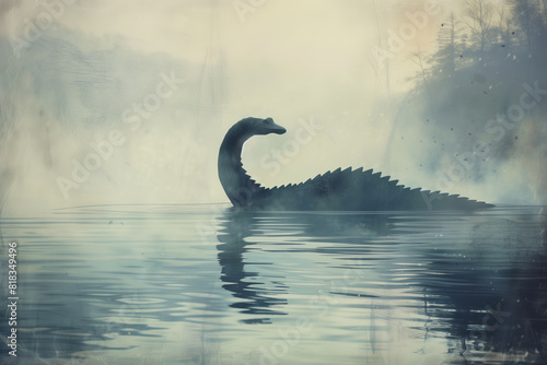Nessie, the Lake Monster of Loch Ness Rears Out of Water © fotoyou