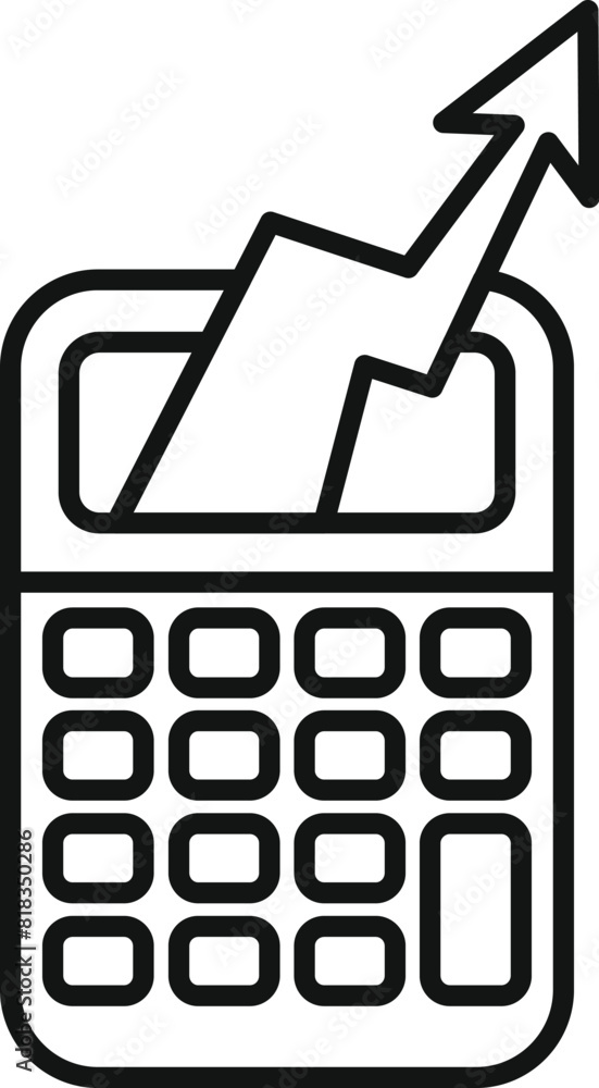 Vector illustration of profit growth calculator icon with upward arrow depicting financial increase, business concept, investment symbol, and calculation finance management Vector illustration of profit growth calculator icon with upward arrow depicting financial increase, business concept, investment symbol, and calculation finance management
