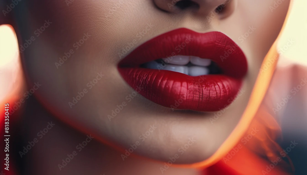Fototapeta premium Close up of red lips.