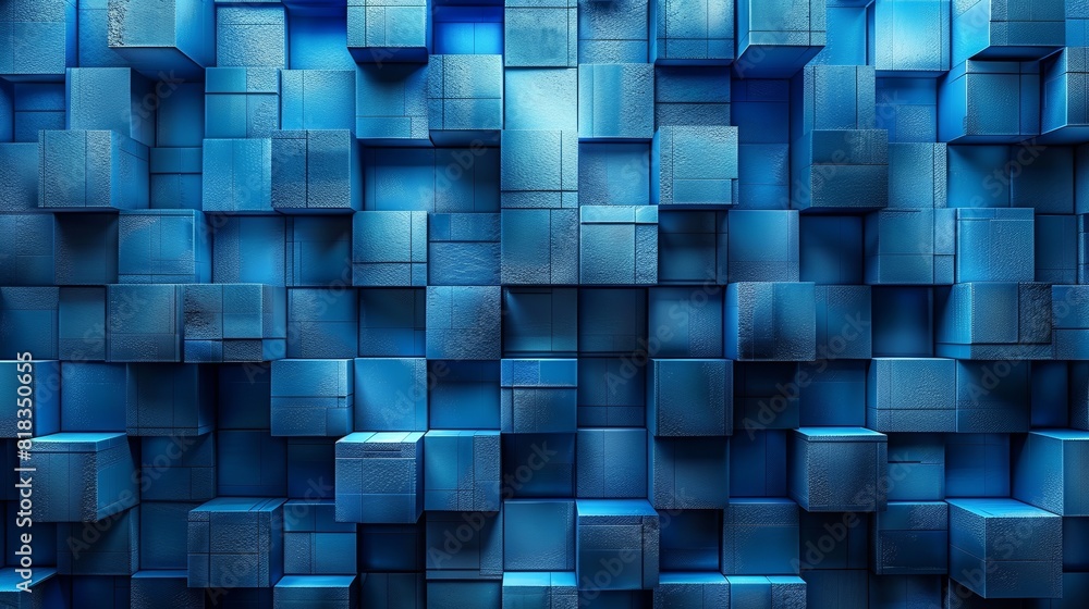A blue backdrop featuring 3d cubes in a technology concept background with glowing lights. A blue backdrop featuring 3d cubes in a technology concept background with glowing lights.