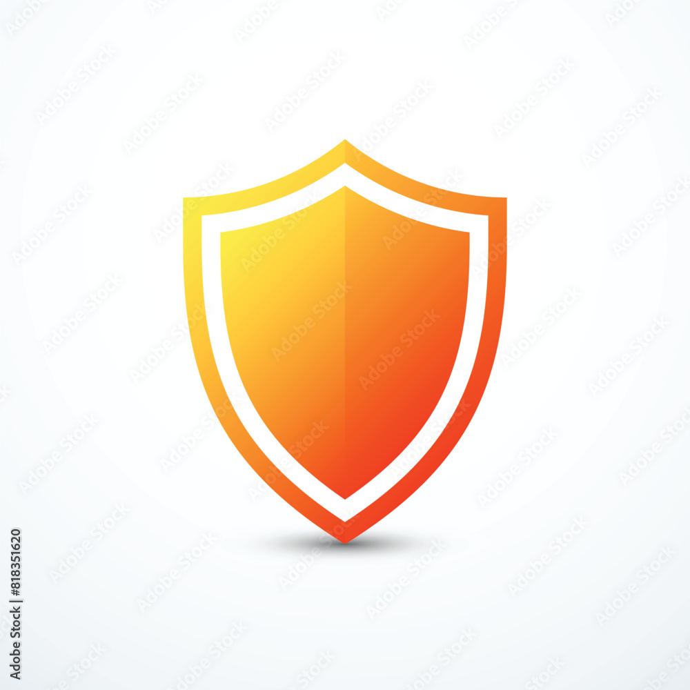 Orange shield icon. Vector illustration Orange shield icon. Vector illustration