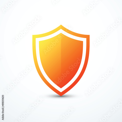 Orange shield icon. Vector illustration