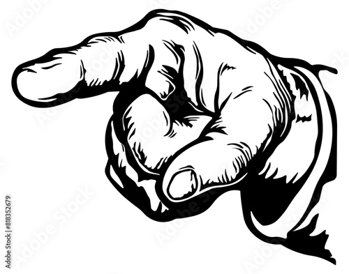 index finger of hand shows direction without background