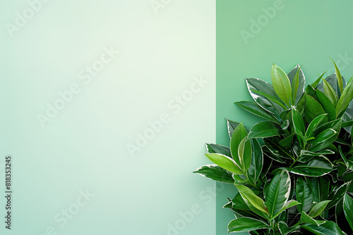 Green plant with leaves on white background, perfect for botanical designs, nature concepts, health and wellness graphics, or environmental themes. 