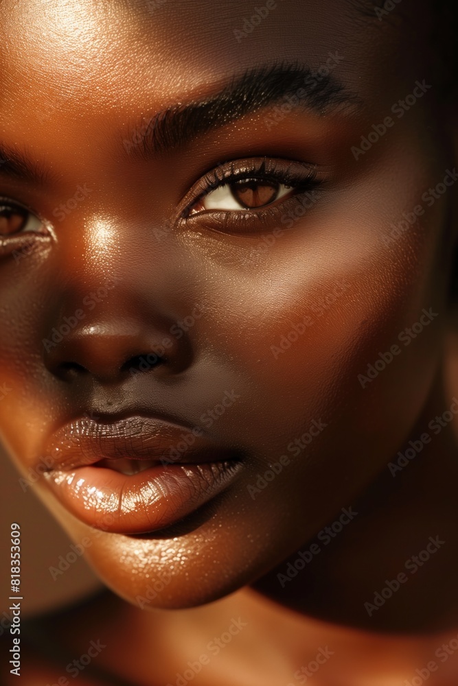 Closeup portrait from a beautiful and passionate young black woman, african american model, studio shot. Closeup portrait from a beautiful and passionate young black woman, african american model, studio shot.
