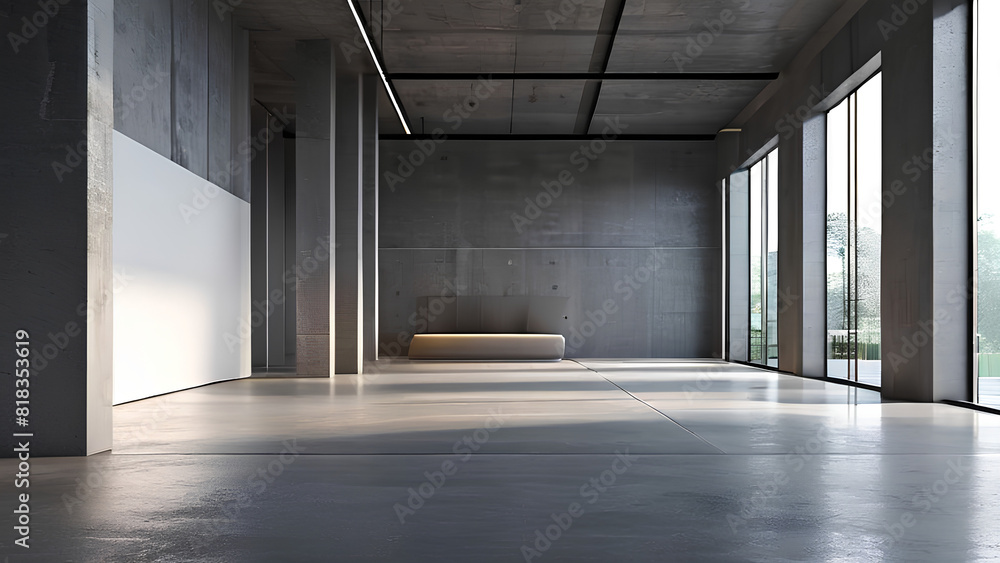 3d Rendered Illustration of Concrete Canvas - Minimalist Gallery with Light & Space