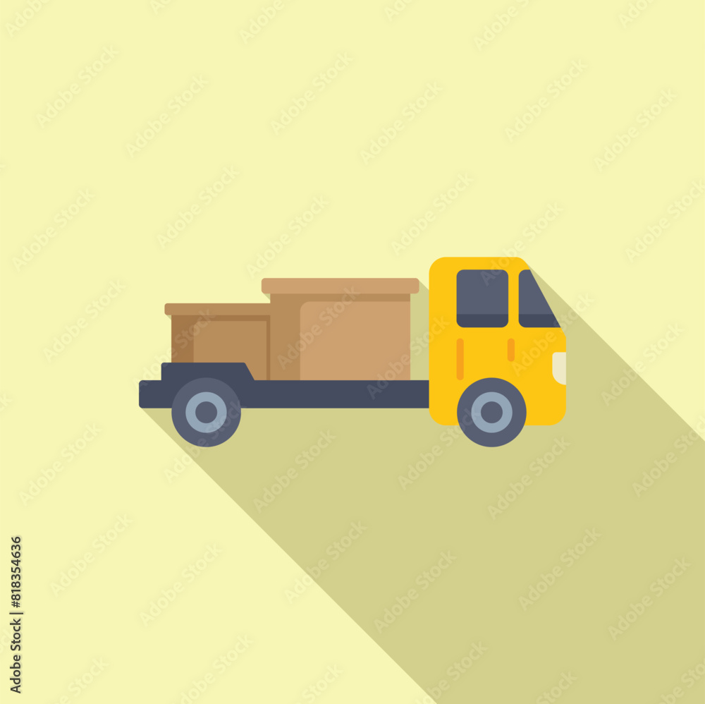 Vector illustration of a cute, stylized delivery truck with a minimalist beige backdrop