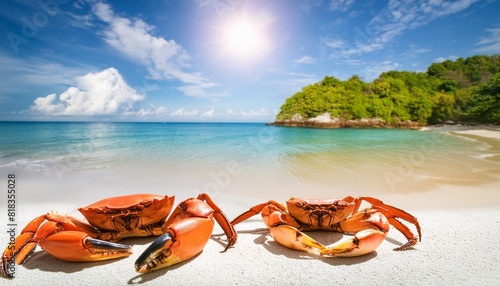 crabs on the sand on the beach photo