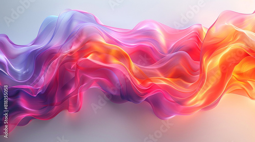 Vibrant neon ribbons flowing in a lively visual symphony. Isolated on solid white background.