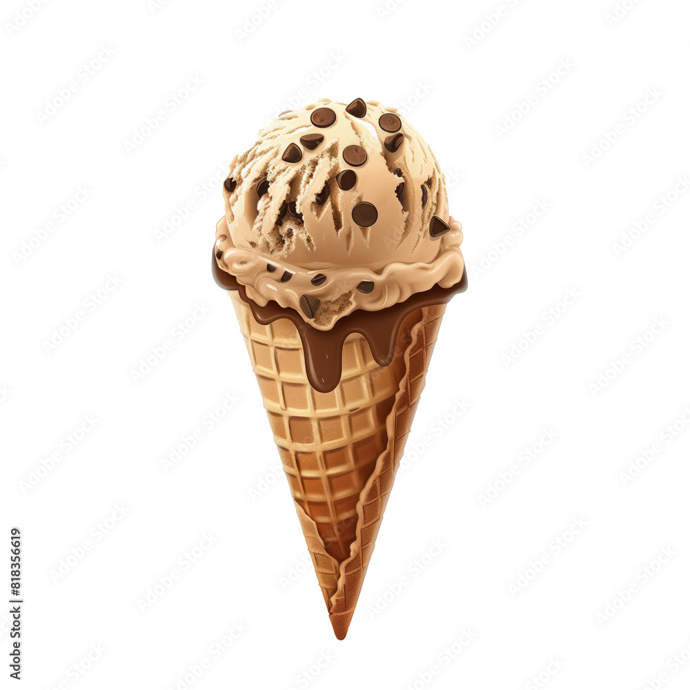 An illustration of an ice cream cone topped with chocolate chips. An illustration of an ice cream cone topped with chocolate chips.